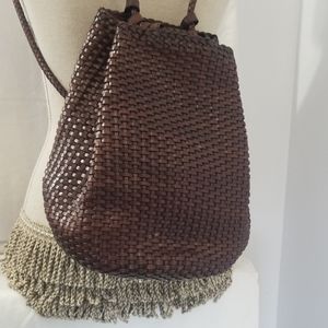 Eddie Bauer Woven Leather Backpack/Purse